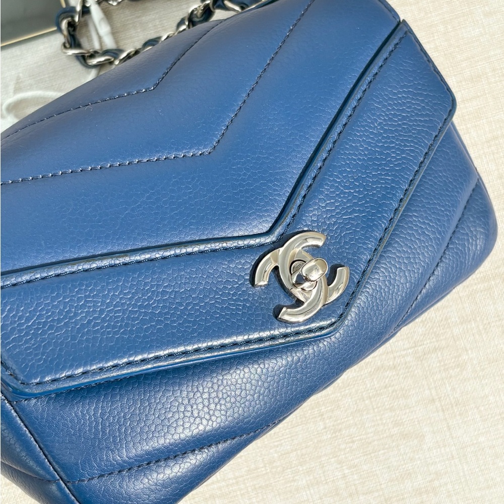 Chanel Blue Caviar Chevron Mini Rectangular Shw - image 8